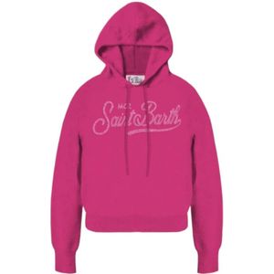 MC2 Saint Barth, Sweatshirts & Hoodies, Heren, Roze, M, Katoen, Cropped hoodie met St. Barth borduurwerk