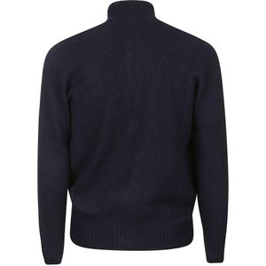 Drumohr, Sweatshirts & Hoodies, Heren, Blauw, M, Wol, Blauwe Lamswol Cardigan Sweater