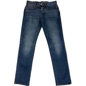 Denham, Jeans, Heren, Blauw, W34 L32, Katoen, Slim Fit Donkerblauwe Jeans met Knoopsluiting