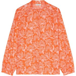 Marc O'Polo, Blouses & Shirts, Dames, Oranje, XL, Katoen, Regelmatige lange mouwen printblouse