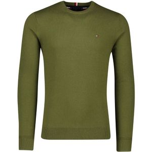 Tommy Hilfiger, Sweatshirts & Hoodies, Heren, Groen, 2Xl, Katoen, Groene Trui met Ronde Hals