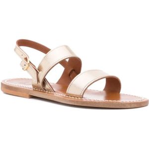 K.jacques, Schoenen, Dames, Beige, 37 EU, Leer, Gouden Sandalen Dubbele Band Gesp-Sluiting