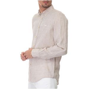 Harmont & Blaine, Overhemden, Heren, Beige, 3Xl, Linnen, Casual overhemd met knoopsluiting