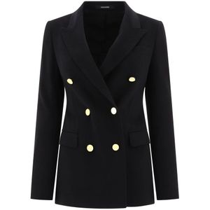 Tagliatore, Parigi Blazer - Regular Fit Zwart, Dames, Maat:M