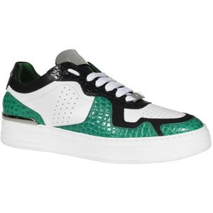 Philipp Plein, Schoenen, Heren, Groen, 45 EU, Leer, Krokoprint Lage Sneakers