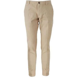 YES Zee, Heren Katoenen Chino Broek Slim Fit Beige, Heren, Maat:W36