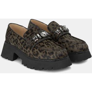 Alma EN Pena, Schoenen, Dames, Veelkleurig, 39 EU, Leer, Plateau loafer met juweeldetail