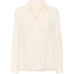 Part Two, Blouses & Shirts, Dames, Beige, S, Polyester, Eenvoudige en Elegante Blouse met Lange Mouwen en V-Hals