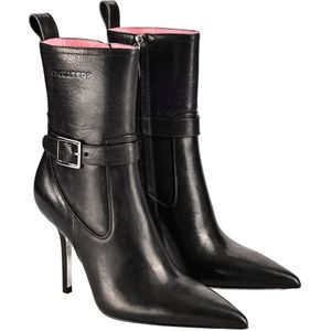 Dsquared2, Schoenen, Dames, Zwart, 36 EU, Leer, Enkellaarsjes met zijrits en stilettohak