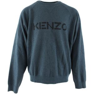 Kenzo, Blauwe Wol-Katoen Trui voor Heren Blauw, Heren, Maat:S