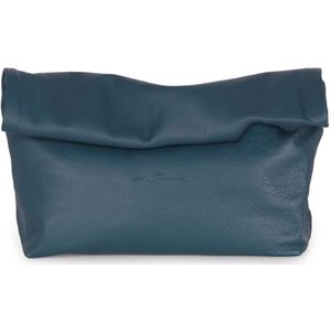 Cortana, Tassen, Dames, Groen, ONE Size, Leer, Delhi, grote clutch in oceaan groen leer