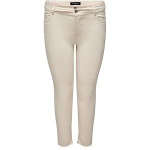 Only Carmakoma, Broeken, Dames, Beige, 4XL L32, Slim-fit broek