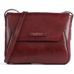 The Bridge, Tassen, Dames, Rood, ONE Size, Leer, Bordeaux Schoudertas Elegante Minimalistische Stijl