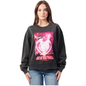 Hugo Boss, Sweatshirts & Hoodies, Dames, Zwart, S, Katoen, Zwarte katoenen trui met UFO-print