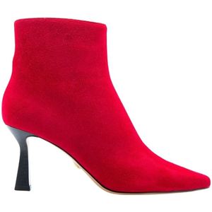 Lola Cruz, Schoenen, Dames, Rood, 39 EU, Suède, Rode Suède Kitten Heel Enkellaars