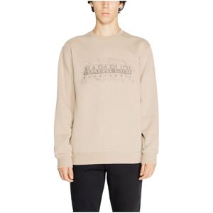 Napapijri, Sweatshirts & Hoodies, Heren, Beige, S, Katoen, Mannen Sweatshirt Herfst/Winter Collectie