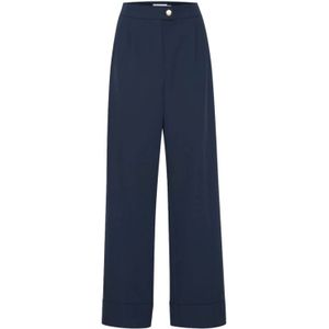 Ichi, Broeken, Dames, Blauw, XS, Stijlvolle Flared Broek