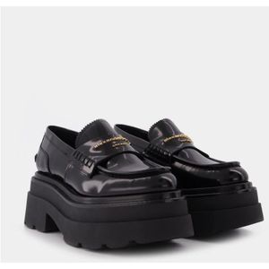 Alexander Wang, Schoenen, Dames, Zwart, 40 EU, Leer, Punk-geïnspireerde Platform Loafers in Zwart Leer