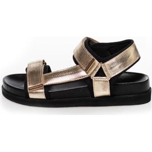 Copenhagen Shoes, Schoenen, Dames, Geel, 39 EU, Gouden Metalen Strap Sandalen