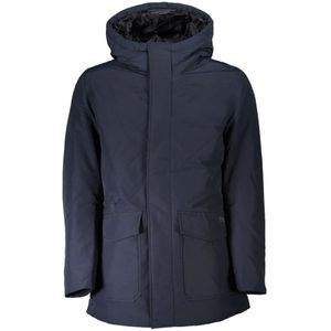 Woolrich, Jassen, Heren, Blauw, XL, Blauwe Hoodie met Logo