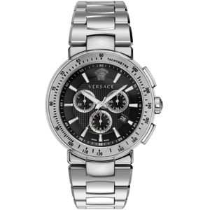 Versace, Mystique Sport Chronograaf Roestvrij Stalen Horloge Grijs, Heren, Maat:ONE Size