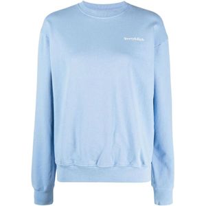 Sporty & Rich, Sweatshirts & Hoodies, Dames, Blauw, L, Katoen, Lichtblauwe Crew Neck Sweatshirt