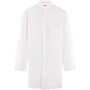 Yohji Yamamoto, Oversized Wit Katoenen Poplin Shirt Wit, Heren, Maat:L