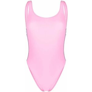 Chiara Ferragni Collection, Eendelig badpak Stretch Fabric Swimsuit with Logo Roze, Dames, Maat:L