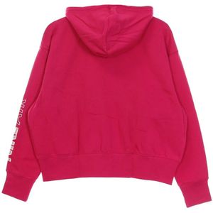 Nike, Sweatshirts & Hoodies, Dames, Roze, M, Katoen, Fireberry/Wit Rits Hoodie Sportkleding Air Top