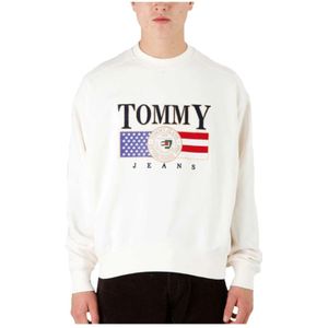 Tommy Hilfiger, Sweatshirts & Hoodies, Heren, Wit, L, Katoen, Boxy Luxe Sweatshirt Tommy Jeans