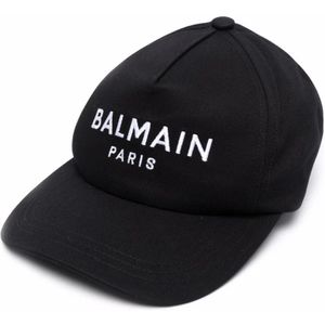 Balmain, Accessoires, Heren, Zwart, ONE Size, Katoen, Zwarte Katoenen Pet voor Mannen