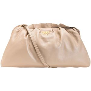 Pinko, Tassen, Dames, Beige, ONE Size, Leer, Kettingkoppelingstas