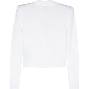 Balmain, Truien, Dames, Wit, XS, Polyester, Witte Cardigan Crop Sweater