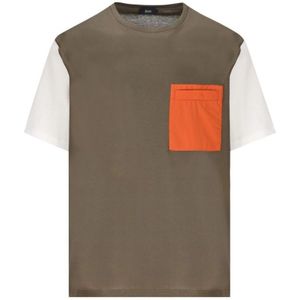 Herno, Tops, Heren, Groen, L, Militaire Stijl Crew Neck T-shirts