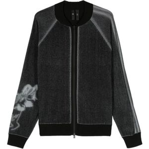 Y-3, Reversible Graphic Knit Cardigan Zwart, Heren, Maat:S