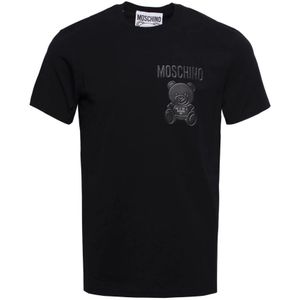 Moschino, Tops, Heren, Zwart, S, Katoen, Teddy Bear Katoenen T-Shirt