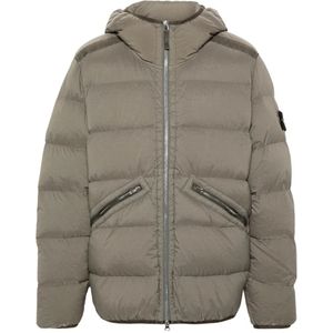 Stone Island, Jassen, Heren, Bruin, S, Nylon, Lichtgewicht Dons Blouson Jas