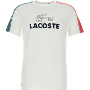 Lacoste, Tops, Heren, Wit, 2Xl, Polyester, Polyester Wit T-shirt