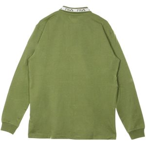 Fila, Tops, Heren, Veelkleurig, S, Lange Mouw Polo in Diep Lichen Groen/Zwart/Wit