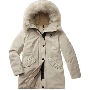 Blauer, Beige Gewatteerde Parka met Capuchon Beige, Dames, Maat:L