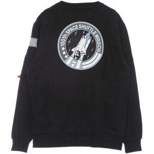 Alpha Industries, Sweatshirts & Hoodies, Heren, Zwart, M, Katoen, Zwarte Space Shuttle Crew Neck Sweatshirt