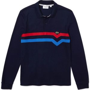 Lacoste, Tops, Heren, Blauw, S, Katoen, Regular Fit Polo Made in Frankrijk met Tricolor Strepen