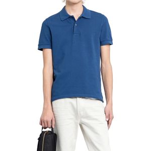 Tom Ford, Tops, Heren, Blauw, L, Katoen, Indigo Piqué Tennis Polo Shirt