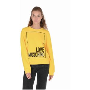 Love Moschino, Sweatshirts & Hoodies, Dames, Geel, L, Katoen, Gele Katoenen Sweatshirt met Inlay Detail