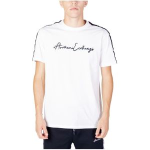 Armani Exchange, Tops, Heren, Wit, L, Katoen, Wit Print T-Shirt voor Heren