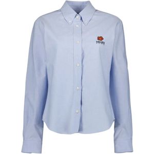 Kenzo, Blouses & Shirts, Dames, Blauw, S, Katoen, Bloemig Klassiek Overhemd
