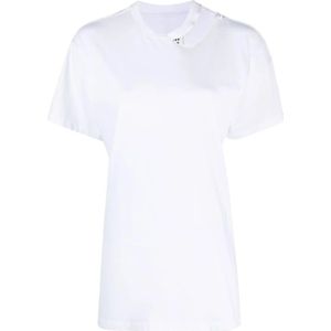 MM6 Maison Margiela, Tops, Dames, Wit, M, Katoen, Veiligheidsspeld Cut-Out T-Shirt