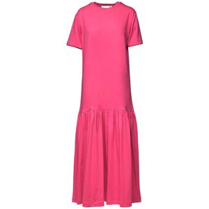 Douuod Woman, Kleedjes, Dames, Roze, S, Katoen, Lange jurk met korte mouwen