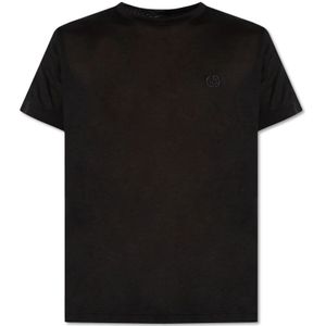 Giorgio Armani, Tops, Heren, Zwart, M, Zijden T-shirt