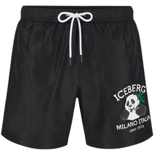 Iceberg, Panda Print Zwembroek Zwart, Heren, Maat:M